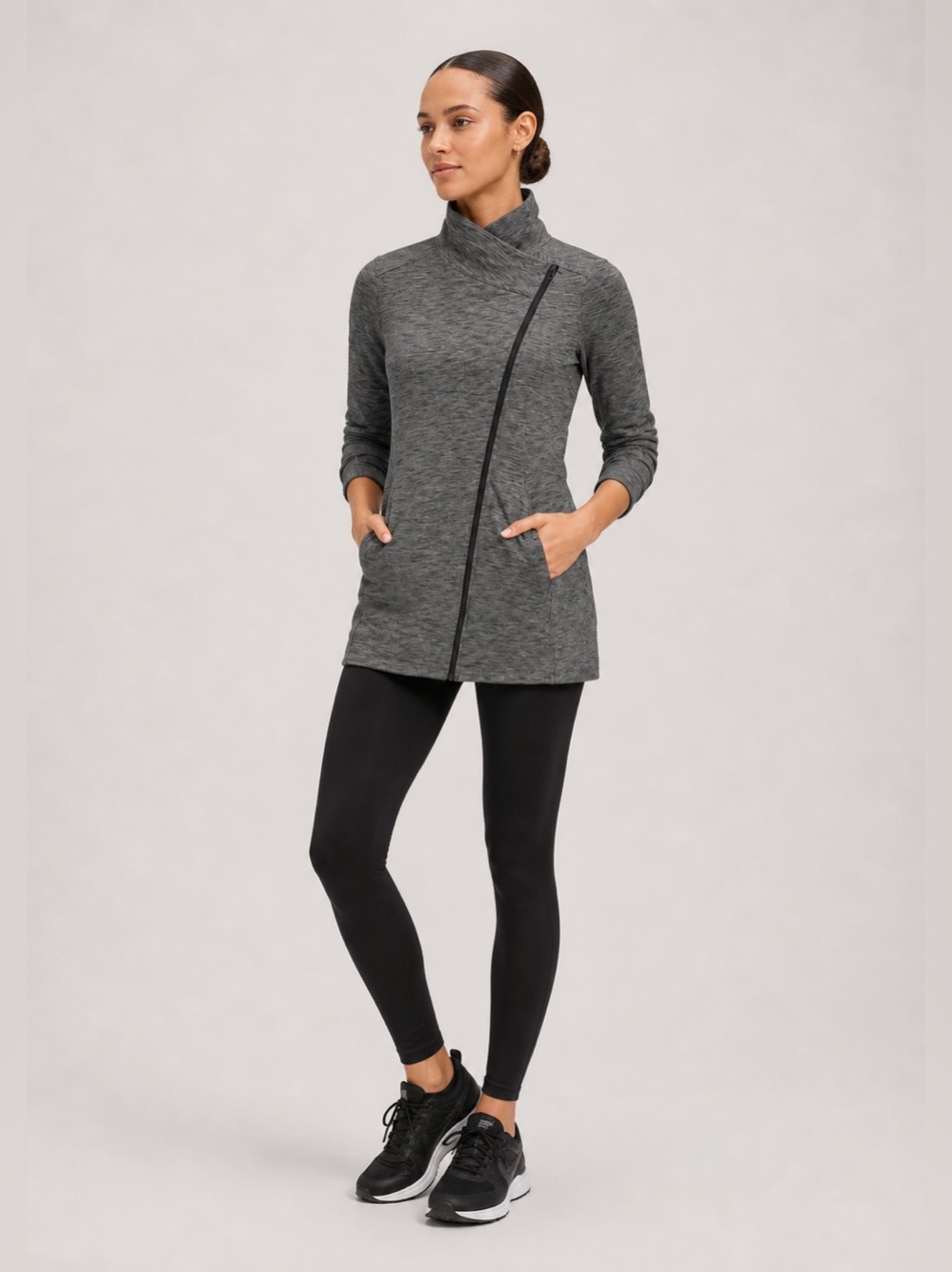 Athleta Women's Softech CYA Asymmetrical Zipper Jacket Charcoal Gray Sz. XS